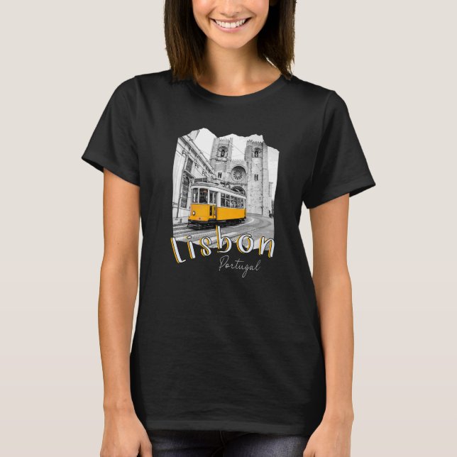 Lisbon Portugal Tram Portuguese Souvenirs Lisboa L T-Shirt (Front)