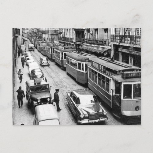 Lisbon Portugal Trams 1969 Postcard