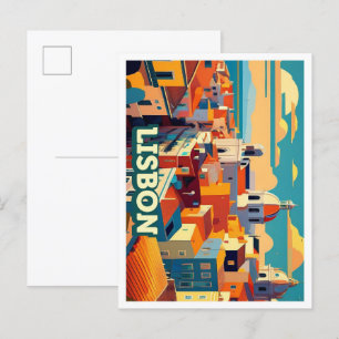 Lisbon Portugal Travel artistic colorful Postcard