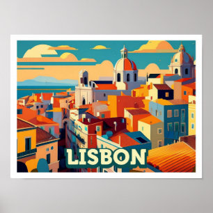 Lisbon Portugal Travel artistic colorful Poster