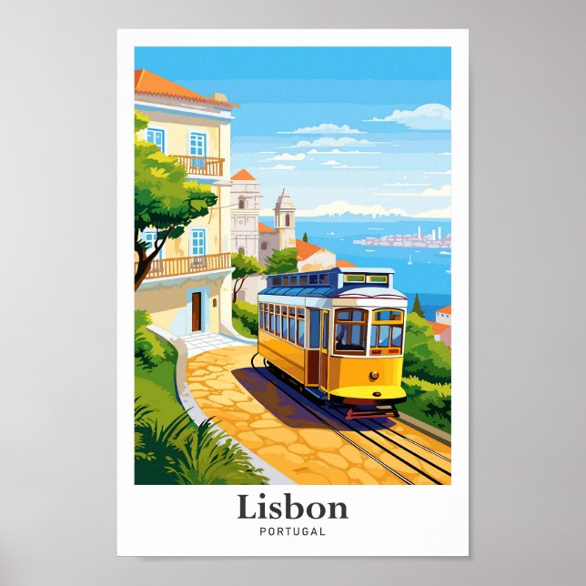 Lisbon Portugal Travel Potrait Illustration Poster (Front)