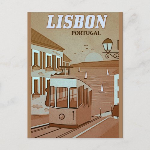 Lisbon Portugal Vintage Style Travel Postcard