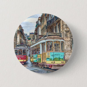 Lisbon Portugal Vintage Travel Button