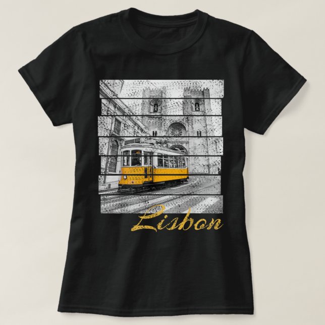 Lisbon Portugal Vintage Vacation Souvenir Tram 28 T-Shirt (Design Front)