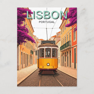 Lisbon Portugal Yellow Tram Postcard