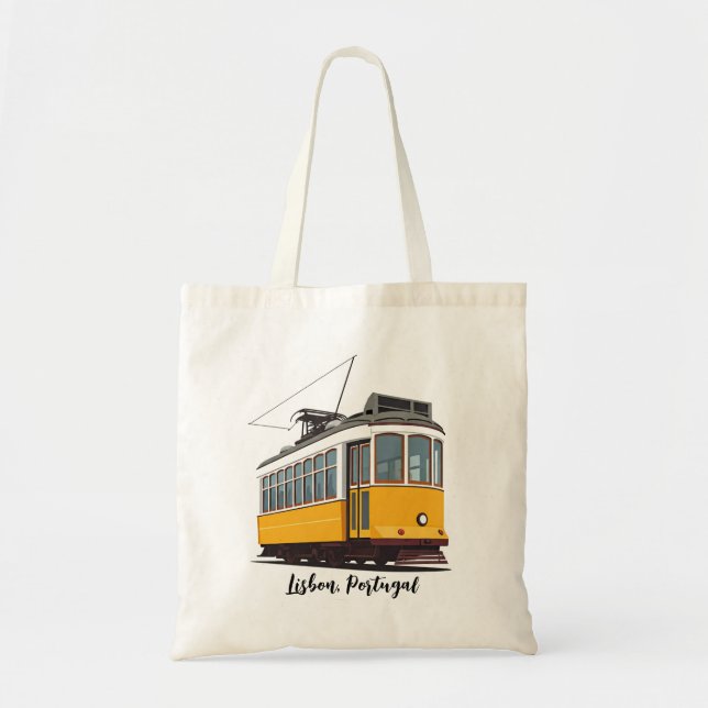 Lisbon Portugal Yellow Tram Tote Bag (Front)