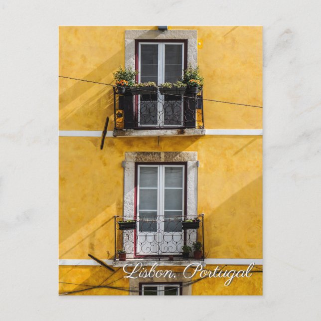 Lisbon Portugal yellow wall travel postcard (Front)