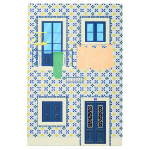 Lisbon Portuguese house with tiles and bird Metal Print