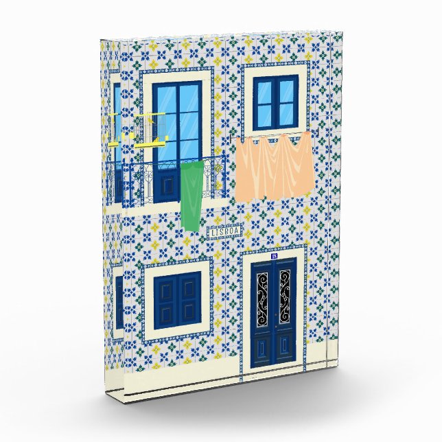Lisbon Portuguese house with tiles and bird Photo Block (Left)