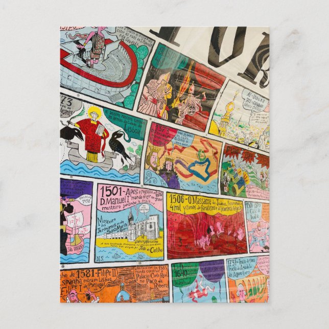 Lisbon Postcard, Fun Postcard, Colorful Graffiti P Postcard (Front)