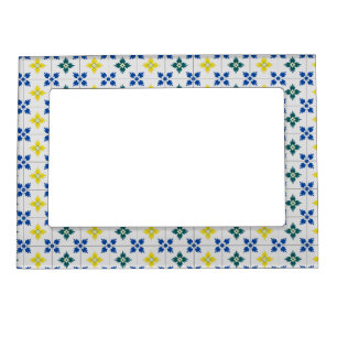 Lisbon pretty tiles or azulejo pattern magnetic frame