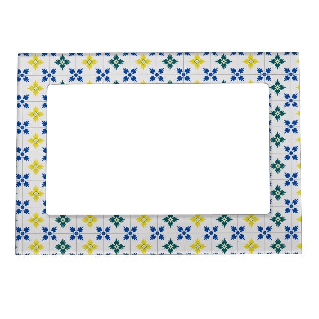 Lisbon pretty tiles or azulejo pattern magnetic frame (Front)