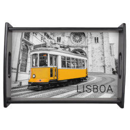 Lisbon Retro Tram Portugal Vintage Streetcar Serving Tray