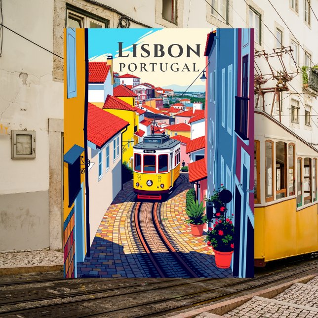 Lisbon Retro Tram Ride Vintage Travel Postcard (Lisbon Retro Tram Ride Vintage Travel Postcard
)