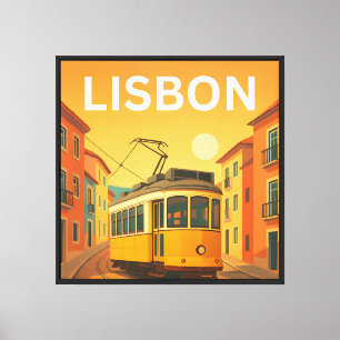 Lisbon Retro Travel : Mid-Century Art Canvas Print