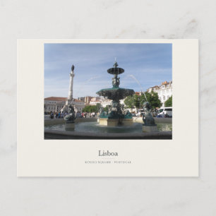 Lisbon Rossio Fountain and Square Postcard