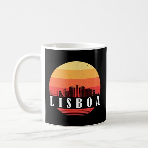 Lisbon Skyline in Retro Vintage Style  Coffee Mug