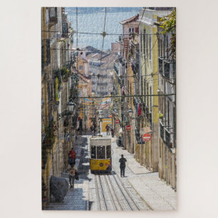 Lisbon street view with tram jigsaw puzzle