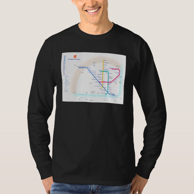 Lisbon Subway Map Portugal T-Shirt (Front)