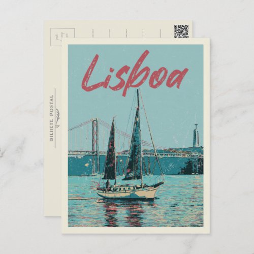 Lisbon Tagus river and bridge Portugal Postcard