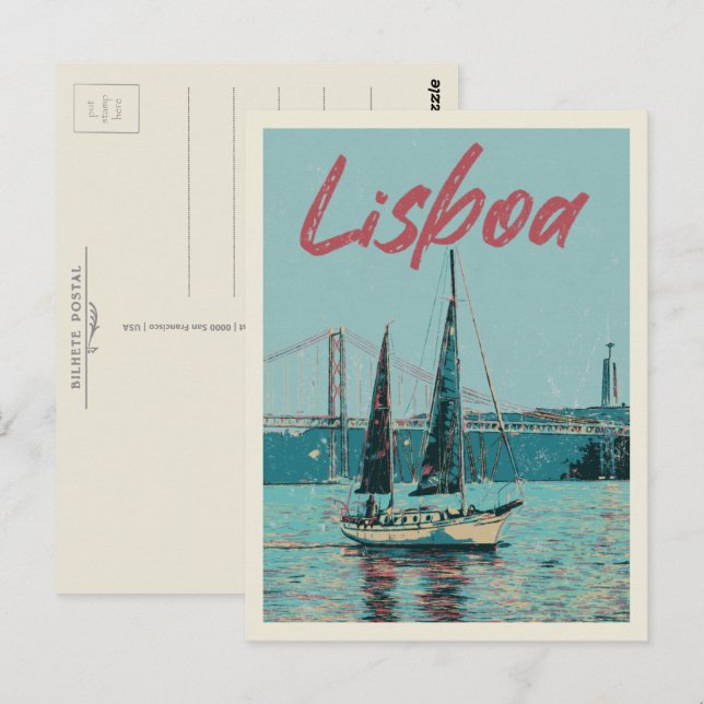 Lisbon Tagus river and bridge Portugal Postcard (Front/Back)