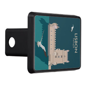 Lisbon Tower of Belem in vintage poster style Hitch Cover
