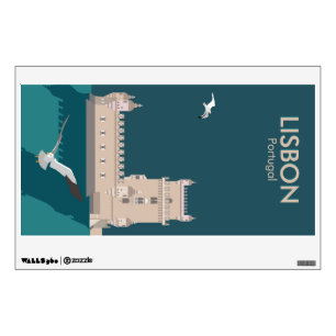 Lisbon Tower of Belem in vintage poster style Wall Decal