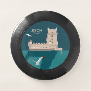 Lisbon Tower of Belem in vintage poster style Wham-O Frisbee