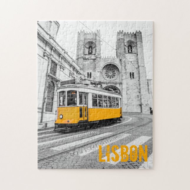 Lisbon Tram Portugal vintage streetcar Jigsaw Puzzle (Vertical)