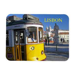 Lisbon tram view fridge magnet