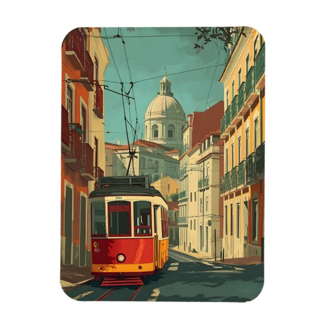 Lisbon Tram: Vintage Charm Magnet (Vertical)