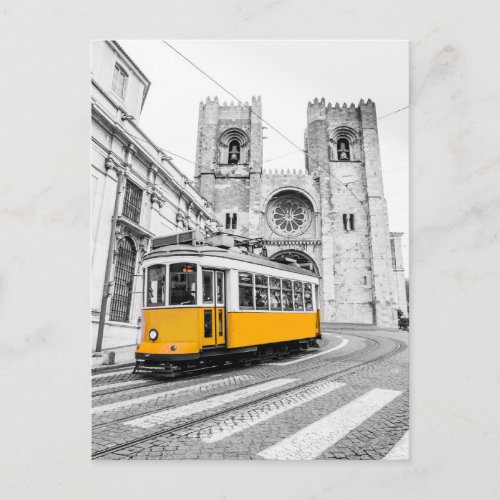 Lisbon Tram vintage Portugal gift Holiday Postcard