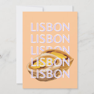 Lisbon Travel Art, Orange, Portugal Travel Art Holiday Card