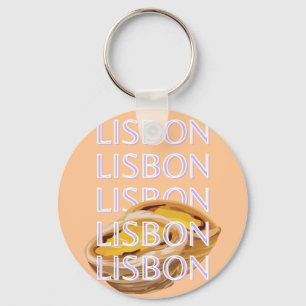 Lisbon Travel Art, Orange, Portugal Travel Art Keychain
