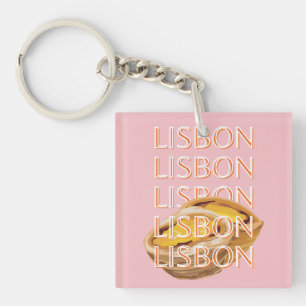 Lisbon Travel Art, Pastel, Portugal Keychain