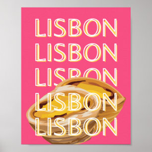Lisbon Travel Art, Pink, Portugal Travel Art Poster