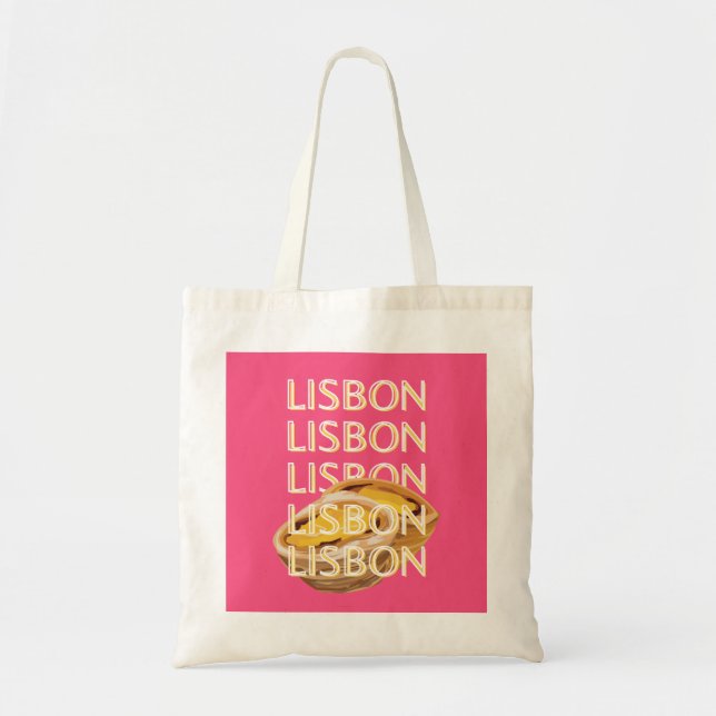 Lisbon Travel Art, Pink, Portugal Travel Art Tote Bag (Front)
