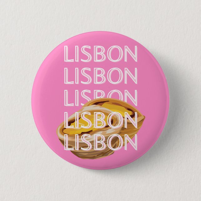 Lisbon Travel Art, Summer Travel Art, Pink Button (Front)