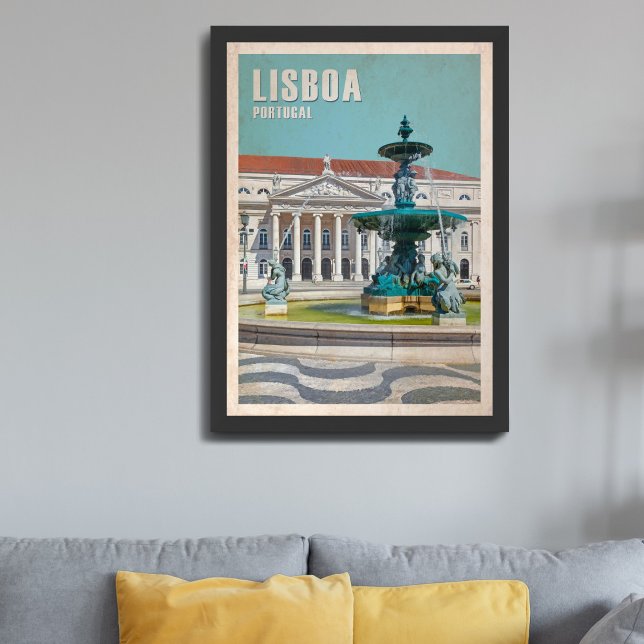 Lisbon Travel Poster D. Maria II Theater, Portugal (Creator Uploaded)