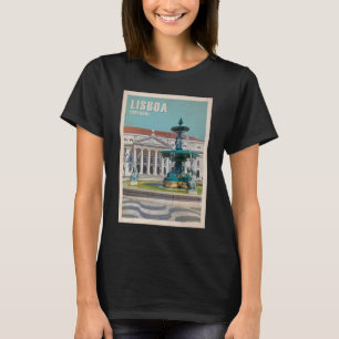 Lisbon Travel Poster D. Maria II Theater, Portugal T-Shirt