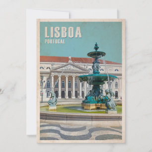 Lisbon Travel Poster D. Maria II Theater, Portugal Thank You Card