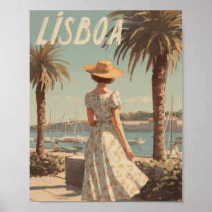 Lisbon vintage 50s poster