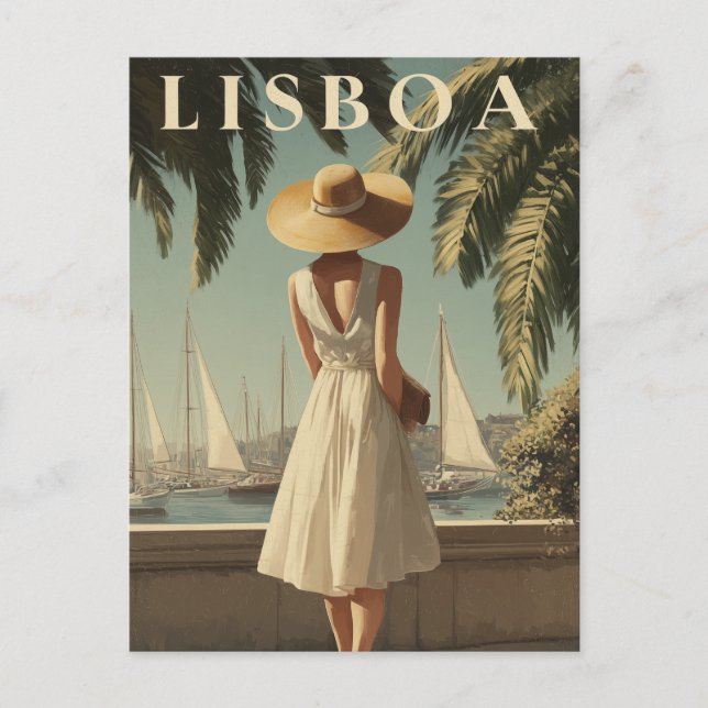 Lisbon vintage fashion postcard (Front)