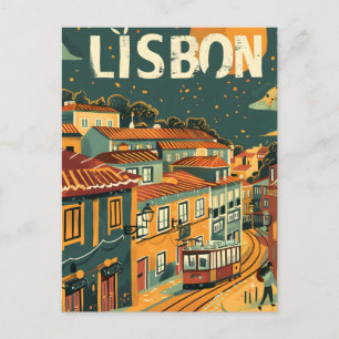 Lisbon Vintage Travel Ad Art Postcard