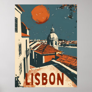 Lisbon Vintage Travel Ad Art Poster