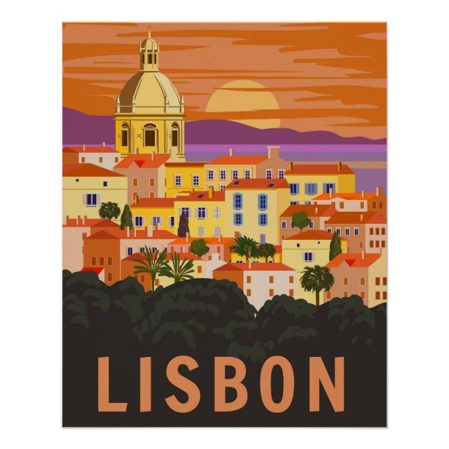 Lisbon Vintage Travel Poster (Front)