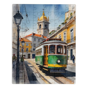 Lisbon watercolor art jigsaw puzzle