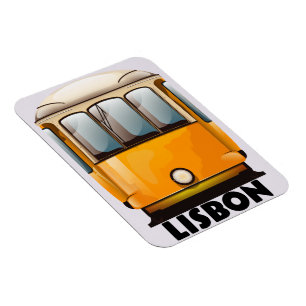 Lisbon yellow Tram travel poster Magnet
