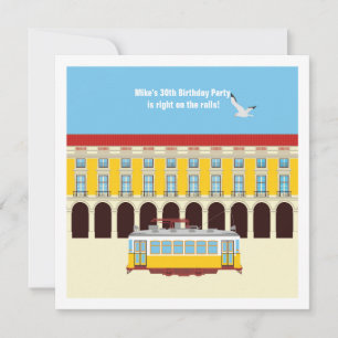Lisbon yellow tram vintage  Birthday Party Invitation