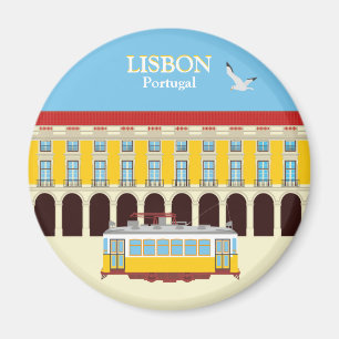 Lisbon yellow tram vintage style magnet